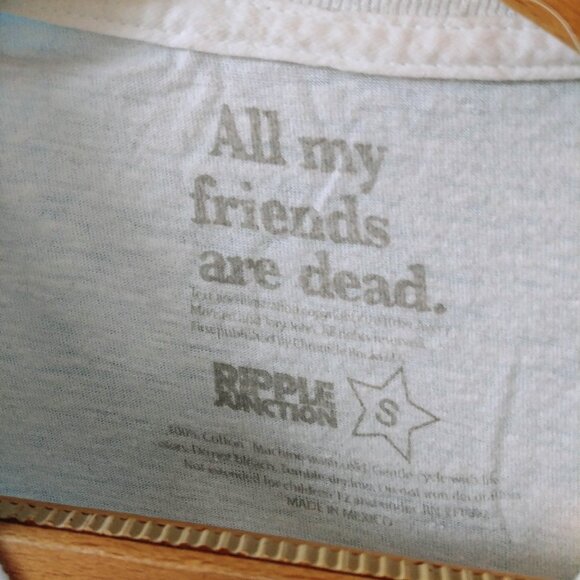 ►2/$15 Deal◄ All My Friends Are Dead White Graphic T-shirt by Avery Monsen - Picture 2 of 2